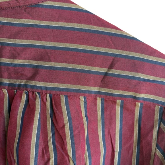 Vintage 80s Justin Lee Limited 100% Silk Bow Tie Blouse Burgundy Stripe Size 8 - Picture 6 of 8